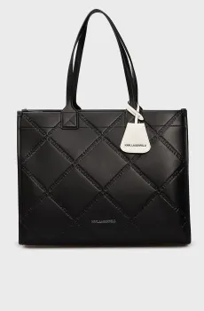 Женская черная сумка с узором K SKUARE LG TOTE EMBOSSED Черный ONESIZE Karl Lagerfeld 240W3042