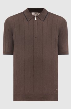 Коричневое поло из шелка