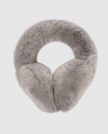 Детские серые наушники из меха кролика