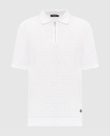 Белое поло с шелком в узор