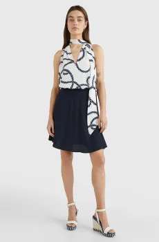 Женская темно-синяя юбка VIS ROPE PRINT SHORT Синий XXS Tommy Hilfiger WW0WW39338