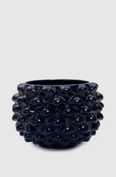 Синее кашпо в форме шишки