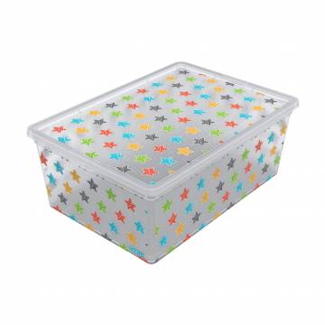 Контейнер для хранения с крышкой QUTU Light Box Colored Stars 14*26*37 см, 10 л Контейнер для хранения с крышкой QUTU Light Box Colored Stars 14*26*37 см, 10 л