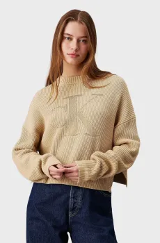 Женский бежевый свитер LOGO INTARSIA REGULAR Бежевый S Calvin Klein Jeans J20J223615