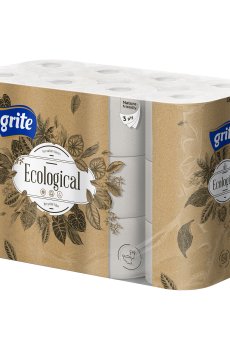Туалетная бумага Grite Ecological 3-слойная, 135 отрывов, 24 рулона