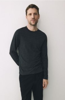 Reserved - Лонгслів з мериносової вовни - темно-сірий - 989IR-90M