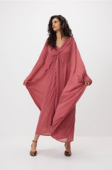 Reserved - Плісирована сукня-кімоно - рожевий - 759JC-38X