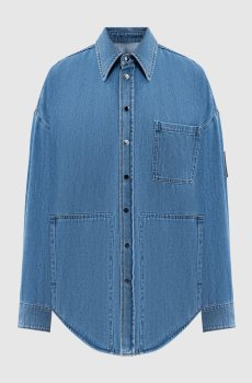 Голубая рубашка джинсовая с патчем логотипа