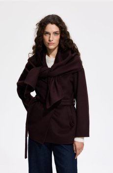 Reserved - Класичне пальто з тканини з додаванням вовни handmade - темно коричневий - 109KY-89X