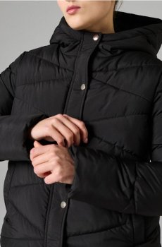 Квітована куртка puffer з капюшоном - чорний