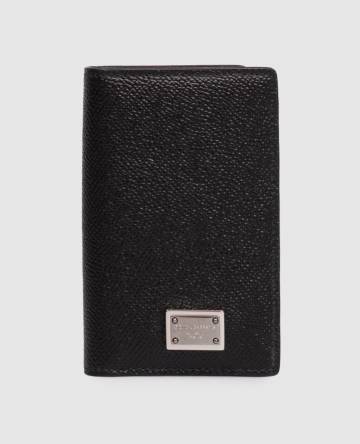 Черный кожаный картхолдер с логотипом