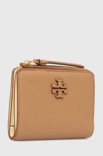 Кожаный кошелек Tory Burch McGraw Bi-Fold женский цвет коричневый 158904.227 Кожаный кошелек Tory Burch McGraw Bi-Fold женский цвет коричневый 158904.227