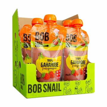 Шеф-пюре фруктовое Bob Snail Банановое с клубникой, 10*250 г Шеф-пюре фруктовое Bob Snail Банановое с клубникой, 10*250 г