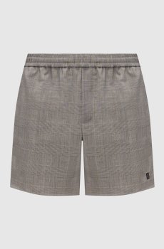 Серые шорты из шерсти в виндзорскую клеточку