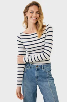 Женский лонгслив в полоску SENNE Boat neck t-shirt long sleeve Разноцветный S Mexx MF007800651W-01