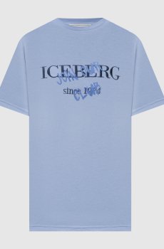 Голубая футболка с вышивкой логотипа