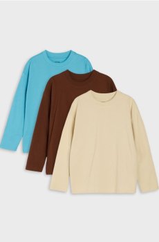 Бавовняні футболки loose fit з довгим рукавом 3 pack - other