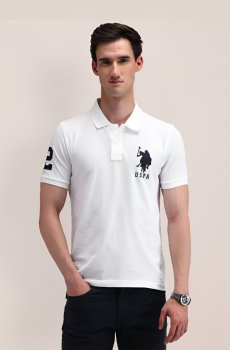 U.S. Polo Assn. Men Brand Logo Printed Polo Collar Cotton T-shirt