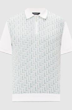 Белое поло с шелком в узор с молнией
