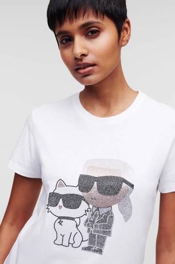 Хлопковая футболка Karl Lagerfeld цвет белый Хлопковая футболка Karl Lagerfeld цвет белый