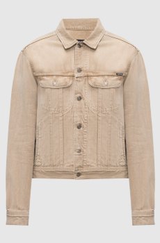 Бежевая джинсовая куртка с патчем логотипа