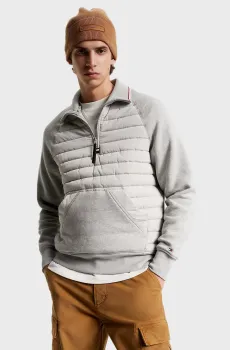 Мужская серая спортивная кофта MIX MEDIA HALF ZIP Серый XL Tommy Hilfiger MW0MW32683