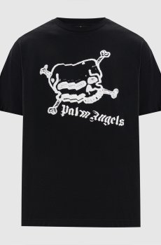 Черная футболка с контрастным принтом Skull