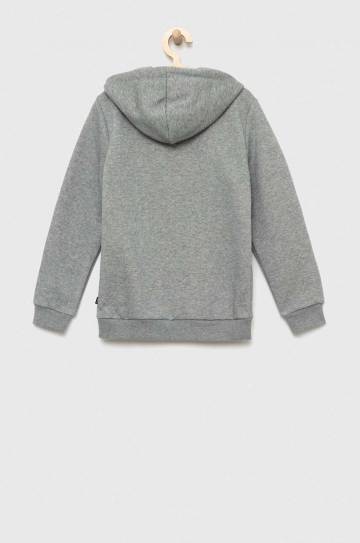 Детская кофта Puma ESS+ 2 Col Big Logo Hoodie FL B цвет серый с капюшоном с принтом Детская кофта Puma ESS+ 2 Col Big Logo Hoodie FL B цвет серый с капюшоном с принтом