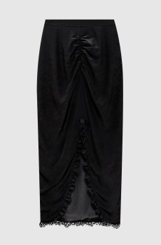 Черная юбка миди из шелка