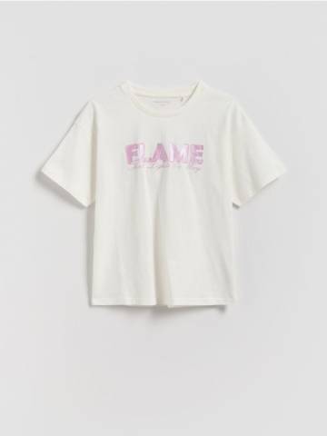 Reserved - Свободная футболка с принтом - кремовий - 463FT-01X