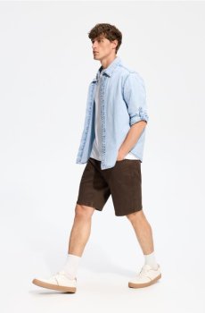Reserved - Джинсові шорти прямого крою - dark grey jeans - YV424-89J