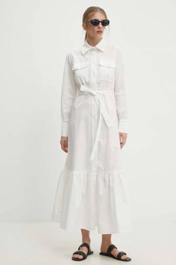 Платье Answear Lab цвет белый maxi расклешённая Платье Answear Lab цвет белый maxi расклешённая