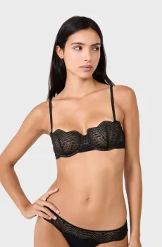 Женский черный бюстгальтер-балконет ENVERGURE Черный 80D Etam 6554546