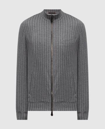 Серая спортивная куртка в полоску