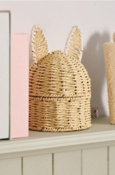 Плетений кошик для зберігання з кришкою - бежевий