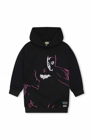 Хлопковое детское платье Dkny x DC Comics цвет чёрный mini прямое Хлопковое детское платье Dkny x DC Comics цвет чёрный mini прямое
