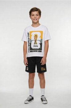 Бавовняна двочастинна піжама з принтом FIFA World Cup - білий