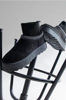 Черевики зі штучної замші - чорний