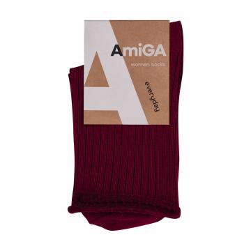 Женские носки AmiGA высокие, антистресс рубчик, бордо, размер 23-25 Женские носки AmiGA высокие, антистресс рубчик, бордо, размер 23-25
