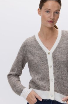 Reserved - Кардиган із контрастними вставками - кавовий - 828IP-84M