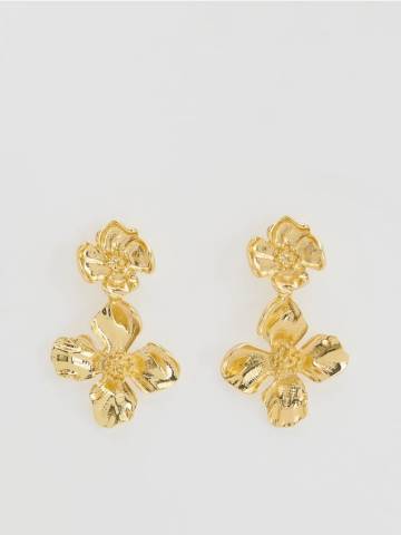 Reserved - Сережки у формі квітів - золотий - 295FD-GLD