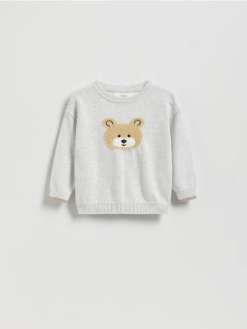 Reserved - Джемпер з аплікацією - світло-сірий - 557BF-09M Reserved - Джемпер з аплікацією - світло-сірий - 557BF-09M