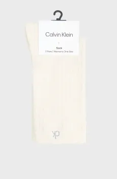 Женские белые носки (2 пары) LINEN Белый ONESIZE Calvin Klein 701238803