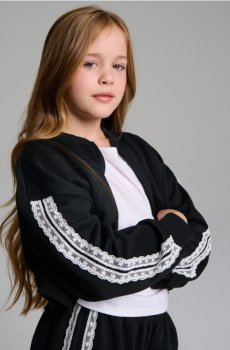 Світшот на блискавці з лампасами - чорний