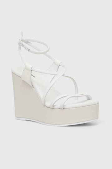 Кожаные сандалии Calvin Klein WEDGE цвет белый HW0HW01952 Кожаные сандалии Calvin Klein WEDGE цвет белый HW0HW01952