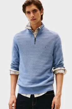 Мужская голубая кофта STRIPE STRUCTURE ZIP Голубой L Tommy Hilfiger MW0MW39536