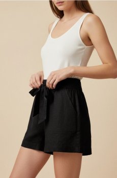 Шорты с завязкой на талии - чорний
