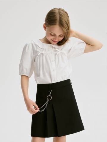 Reserved - Плісирована спідниця з ланцюжком - чорний - 415DA-99X
