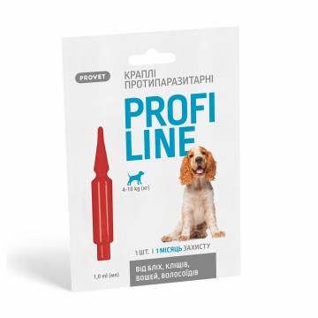 Противопаразитарные капли для собак ProVET Profiline от 4 до 10 кг, 1 мл Противопаразитарные капли для собак ProVET Profiline от 4 до 10 кг, 1 мл