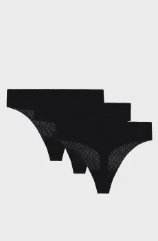 Женские черные трусики (3 шт) UA PURE STRETCH MESH THONG 3pk Черный M Under Armour 1390412-001